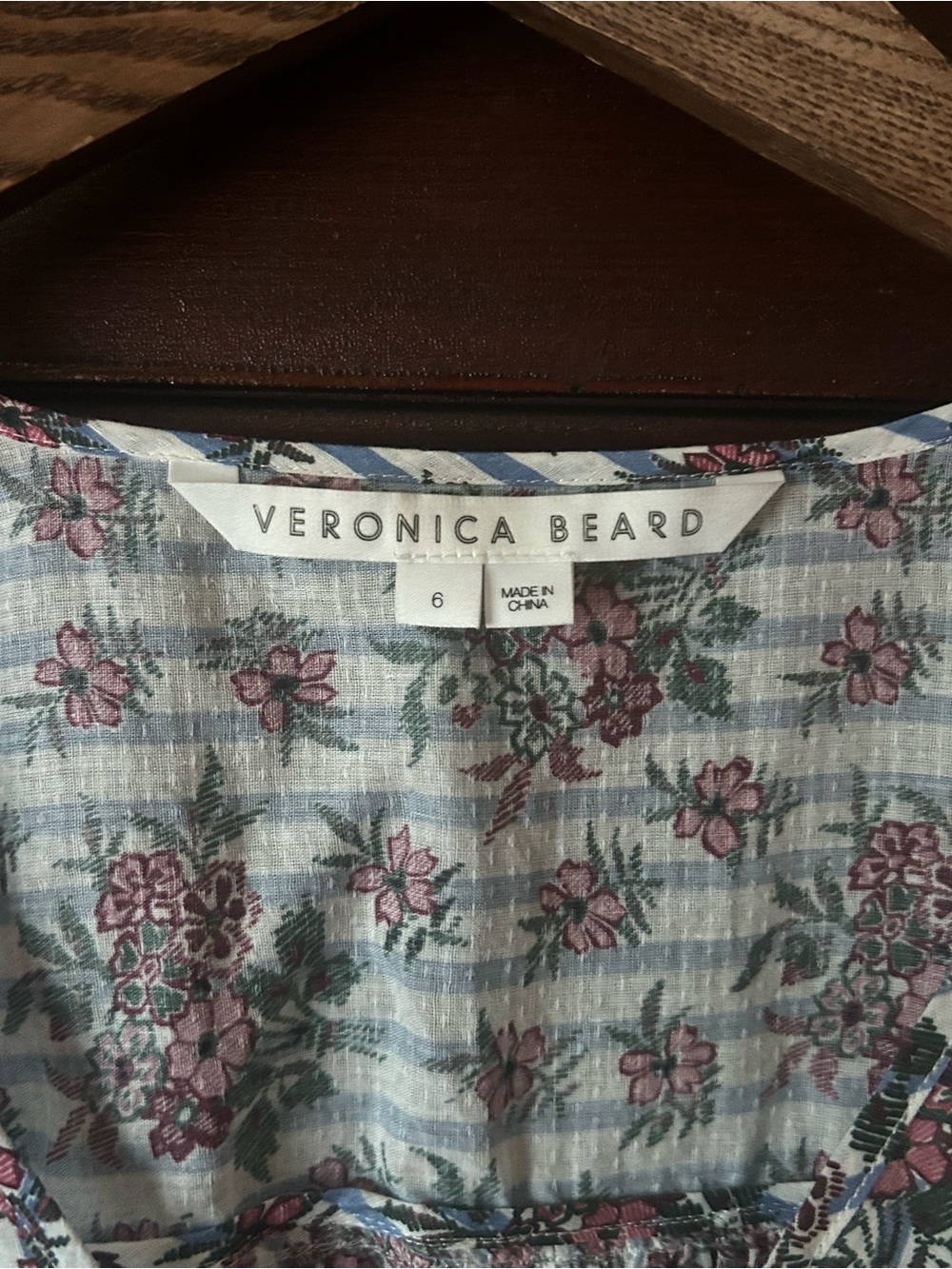 Veronica Beard Joi Flutter Sleeve Blouse Size 6 Floral Stripe Ruffle Designer - Picture 10 of 10